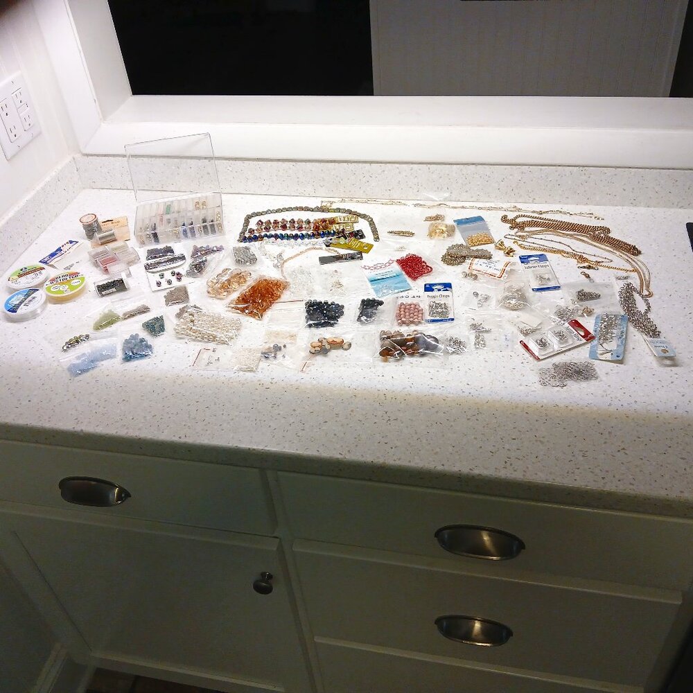 Jewelry Making Supplies Large Mixed Lot Beads Glass Plastic Metal Findings